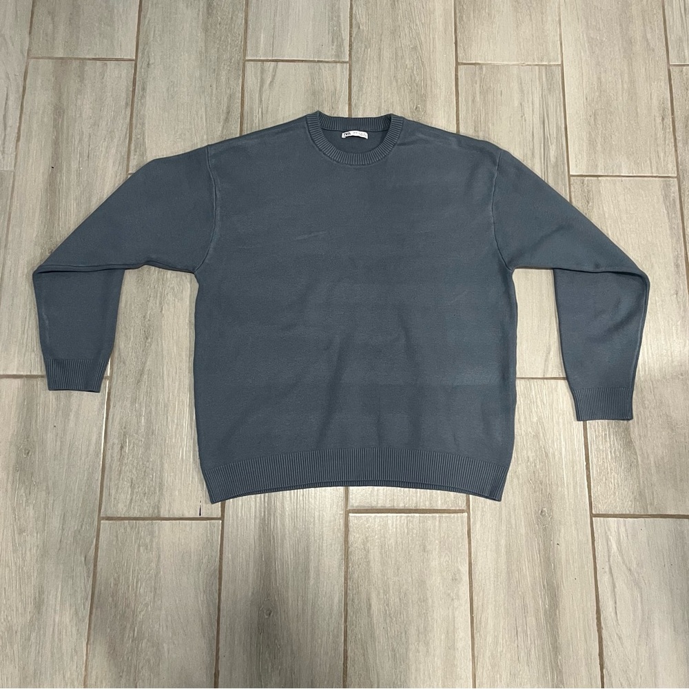 ZARA Grey crew neck sweater #crewneck